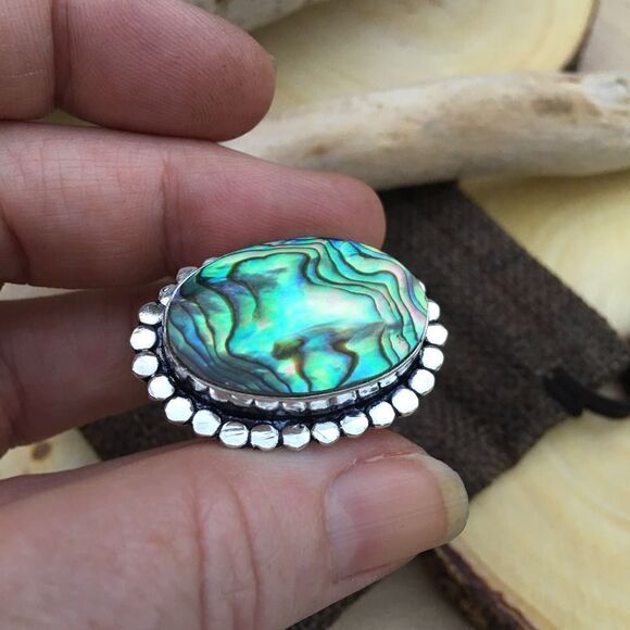 Abalone Sterling Silver Ring Size 7 - Picture 4 of 8